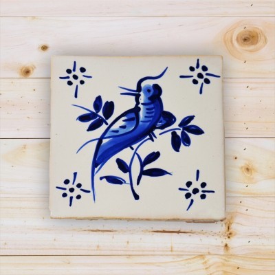 Portuguese blue tile, Hand Painted,  replica of 18th century, Bird