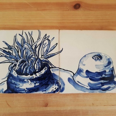 Tile Mural Marine Animals, Backsplash, Decorative tiles Handpainted, Sea Collection