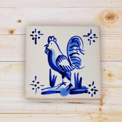 Portuguese blue tile, Hand Painted,  replica of 18th century, Rooster