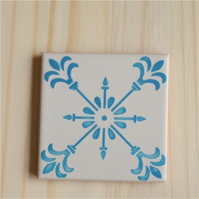 Ceramic Coasters, hand painted, portuguese tiles, turquoise 07