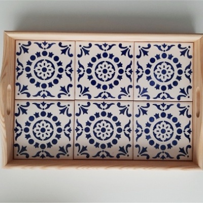 Tray with portuguese tiles handpainted model C