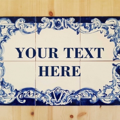 Custom house outdoor adress, Portuguese Tile Mural, in cobalt blue