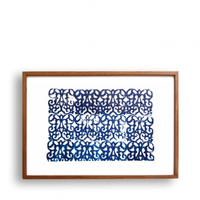 Prints blue tiles engraving - model 1