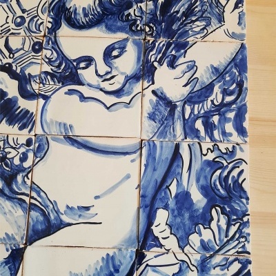Portuguese Tiles, Decorative tile mural, Angel - Variation B