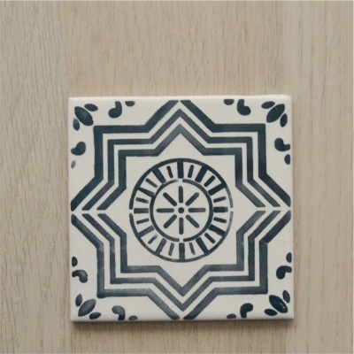 Ceramic Coasters, hand painted, portuguese tiles, warm grey 10