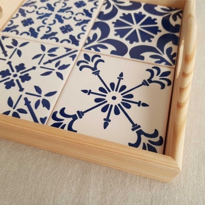 Tray with portuguese tiles handpainted model E