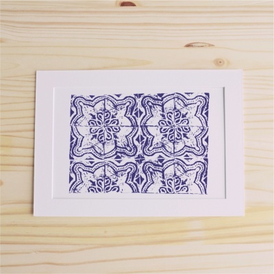 Prints blue tiles engraving - model 4