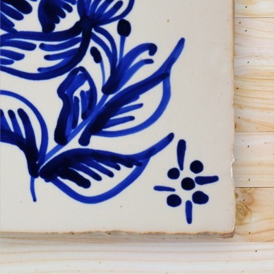 Portuguese blue tile, Hand Painted,  replica of 18th century, Flower