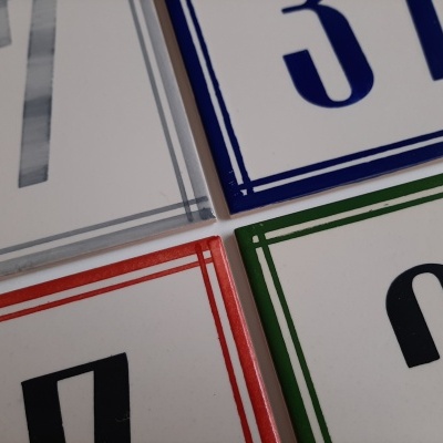 Ceramic door numbers hand painted