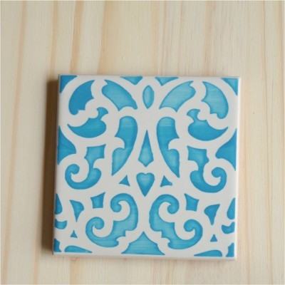 Ceramic Coasters, hand painted, portuguese tiles, turquoise 05