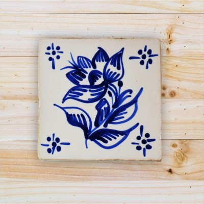 Portuguese blue tile, Hand Painted,  replica of 18th century, Flower