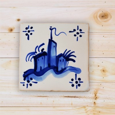 Portuguese blue tile, Hand Painted,  replica of 18th century, Castle