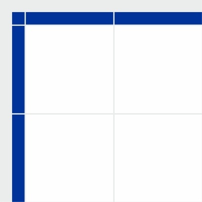 Blank 2x2 grid layout with blue borders