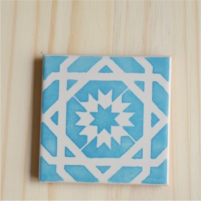Ceramic Coasters, hand painted, portuguese tiles, turquoise 08