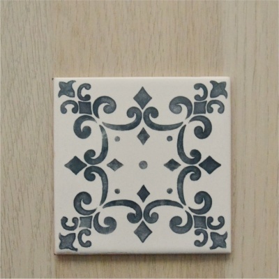 Ceramic Coasters, hand painted, portuguese tiles, warm grey 13