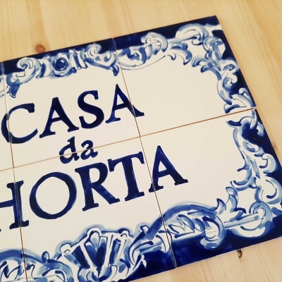 Custom house outdoor adress, Portuguese Tile Mural, in cobalt blue