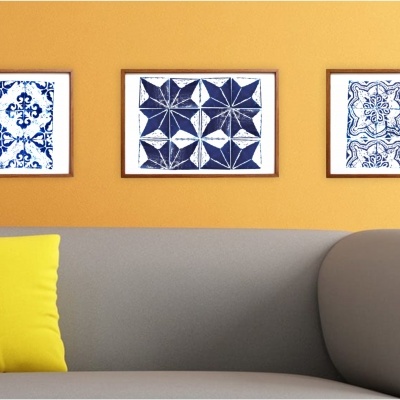 Prints blue tiles engraving - model 5