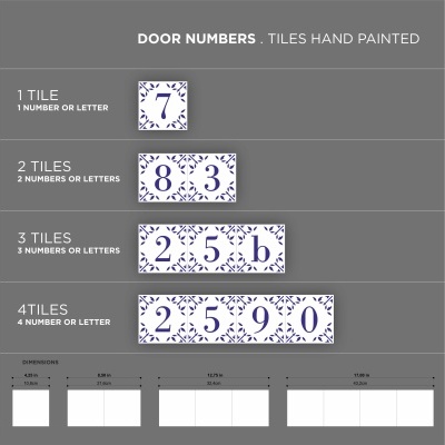Number house adress, Portuguese Tiles, handpainted, Personalize your custom adress
