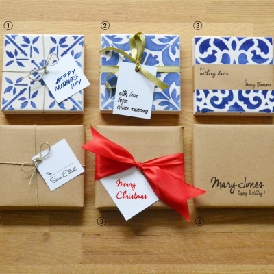 DIY your own Set of Ceramic Tiles, Coasters, Hand Painted, Blue Turquoise