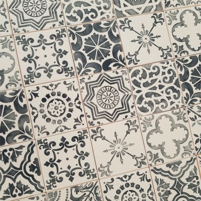 Ceramic Coasters, hand painted, portuguese tiles, warm grey 11