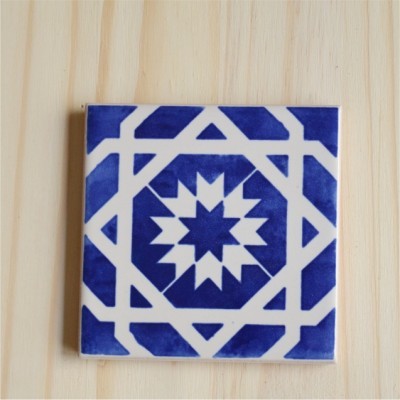 Azulejo, portuguese tiles, handpainted,  ceramic coasters, blue, Model 08
