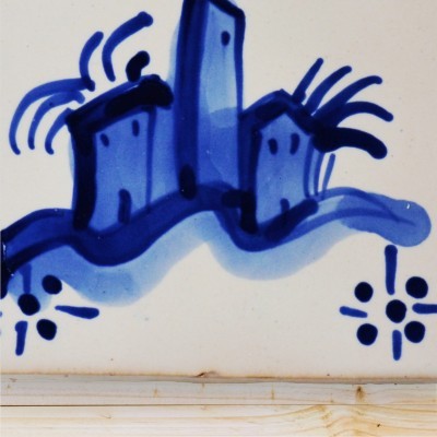 Portuguese blue tile, Hand Painted,  replica of 18th century, Castle