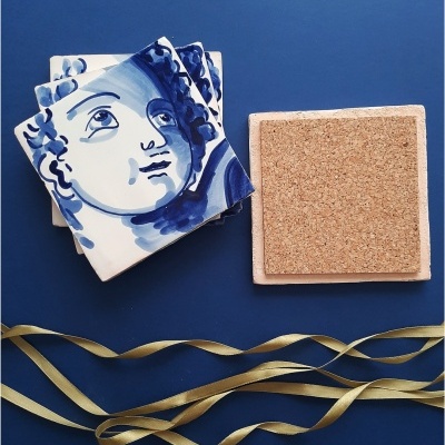 Portuguese  tile, Hand Painted,  replica of 18th century barroc angel