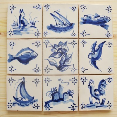 Tile mural composition of 9 replica tiles of 18th century