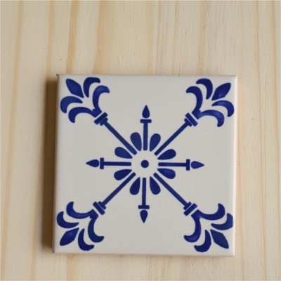 Azulejo, portuguese tiles, handpainted,  ceramic coasters, blue, Model  07