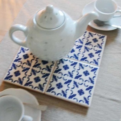 Coasters Set in portuguese tiles, hand painted, Set G