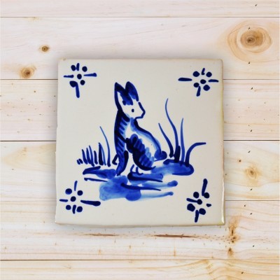 Portuguese blue tile, Hand Painted,  replica of 18th century, Rabit
