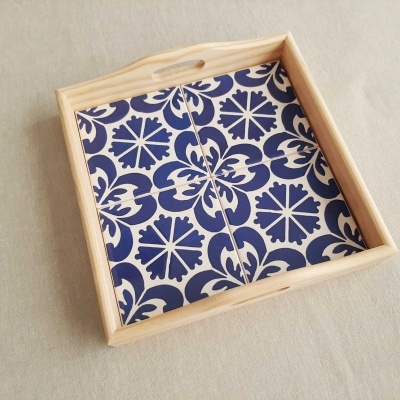 Tray with portuguese tiles handpainted model A