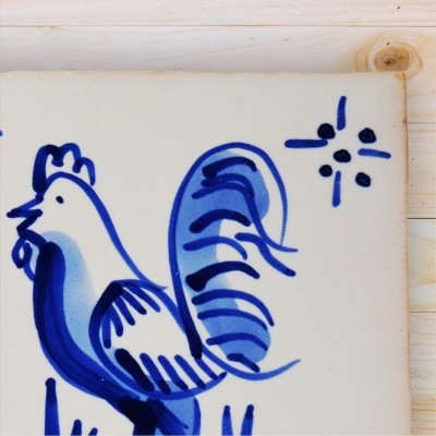Portuguese blue tile, Hand Painted,  replica of 18th century, Rooster