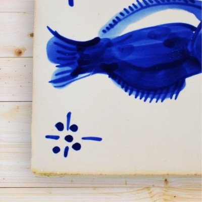 Portuguese blue tile, Hand Painted,  replica of 18th century, Fish
