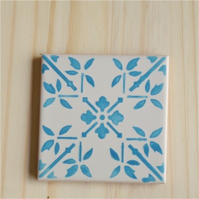 Ceramic Coasters, hand painted, portuguese tiles, turquoise 09