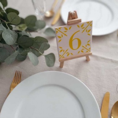 Wedding table number, portuguese tiles, handpainted
