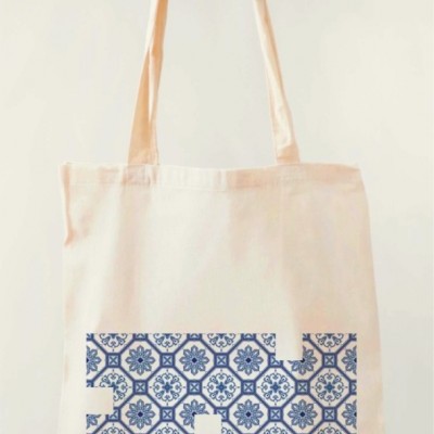 Totebag Lisbon Tiles Blue Flowers