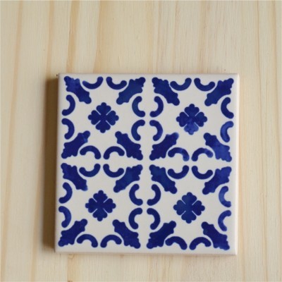 Azulejo, portuguese tiles, handpainted,  ceramic coasters, blue, Model 06