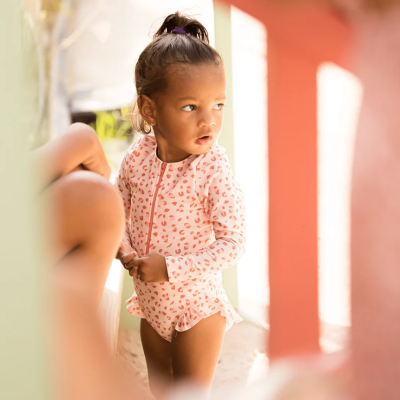 FATO DE BANHO COM MANGAS LEOPARDO ROSA - SWIM ESSENTIALS