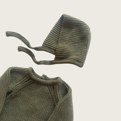 Conjunto de Malha com Touca Verde- Tiny Tiny Stories