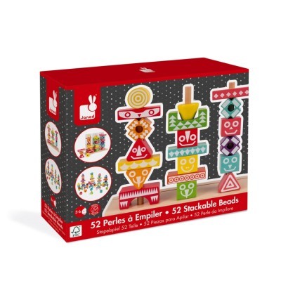 Jogo Educacional Madeira Totem 52pcs J05331 Janod +3 anos