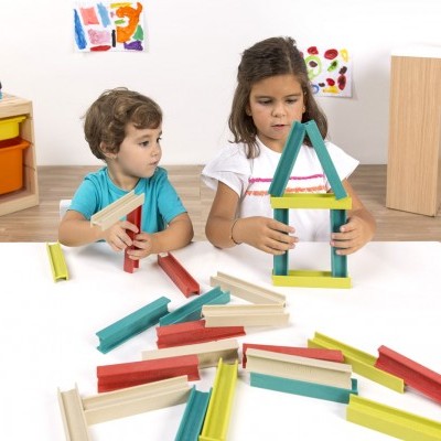 Jogo Construcao Eco Beams Building Set C/Guia Didatico 32150  +2anos Miniland