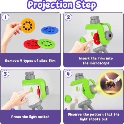 Microscópio Infantil  C/Luz  100x 400x 1000x SlideShow  11044