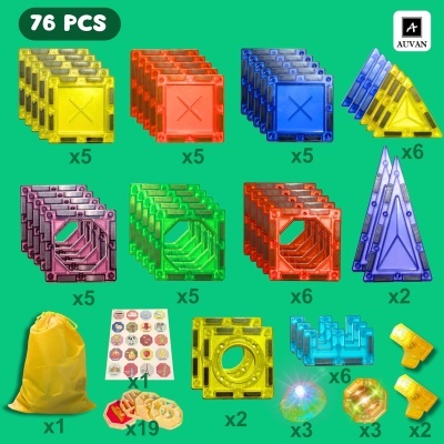 Blocos de Construções Magneticas C/Luz  76pcs TT623