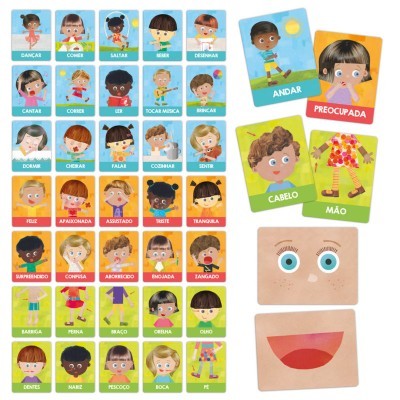 Flashcards Corpo Humano, Emocoes e Acoes Montessori  HU26364PT +1 ano