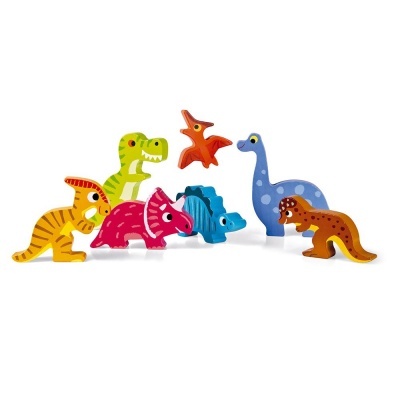 Puzzle 3D Madeira Chunky Dinossauros 7pcs J07054 + 18meses Janod