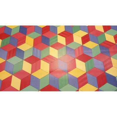 Padrão geométrico tridimensional de cubos coloridos com texturas estriadas