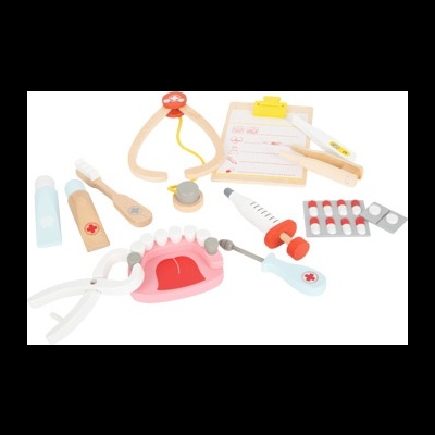 Kit Dentista Madeira 2 em 1  22 peças 11743 +3 anos Small Foot