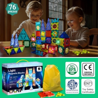 Blocos de Construções Magneticas C/Luz  76pcs TT623