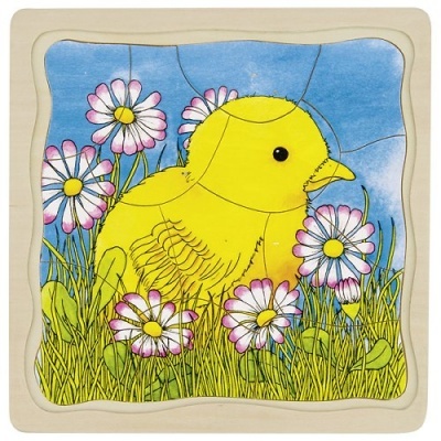 Puzzle Gradativo 4 Camadas Galinha Madeira 57521 +3 anos Goki